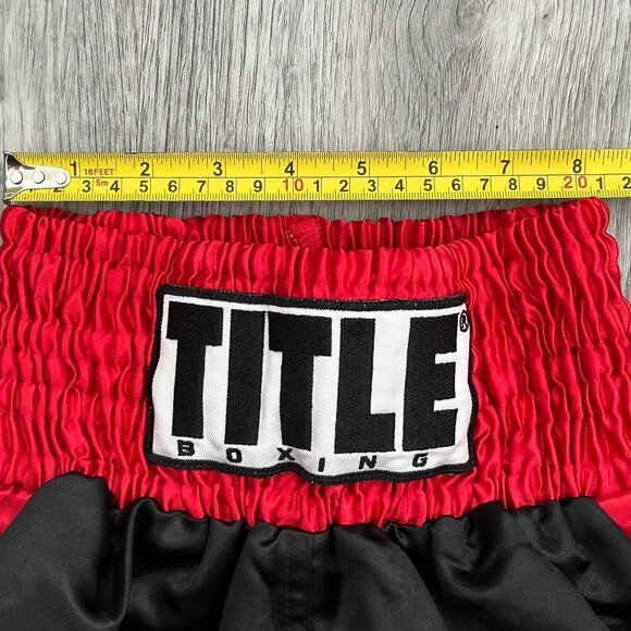 Title Boxing Youth Muay Thai Shorts Red Black Satin Kickboxing Trunks Size YM - Picture 6 of 6